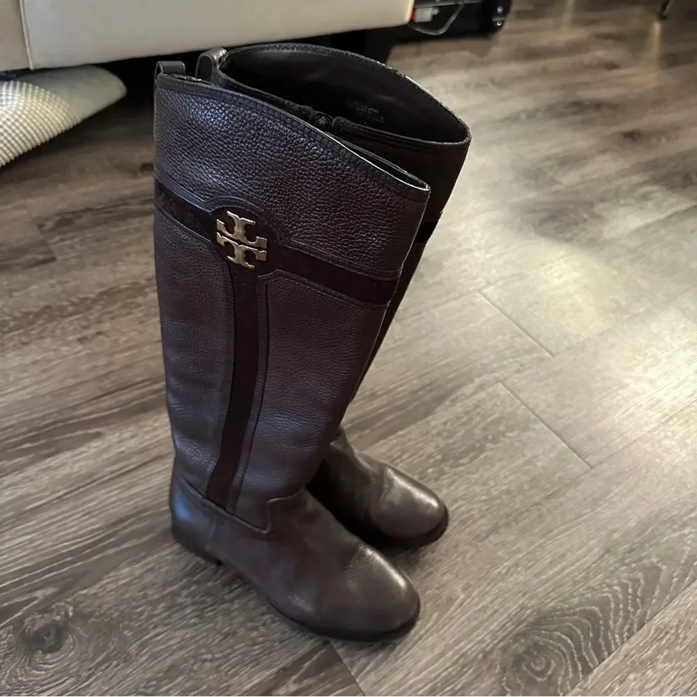 Tory Burch Brown Leather Riding Boots